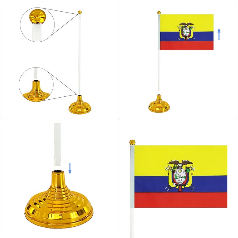 WXTWK 12 Pack Ecuador Flag Ecuadorian Desk Flag Small Mini Ecuadorian Table Flags With Stand Base,Home Office Festival Events Celebration Decorations - Image 4